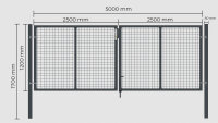 Zweiflügeliges Drehtor in anthrazit 1200 x 5000 mm
