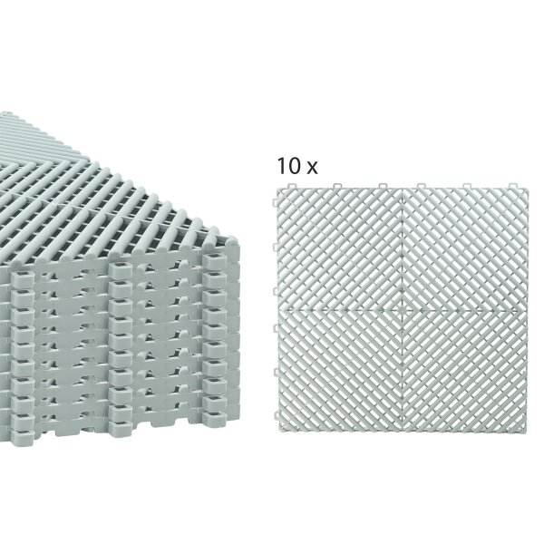 10 x Garagenboden "Quadrat-Optik" Platten 40 x 40 cm grau