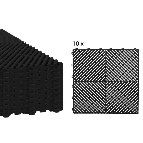 10 x Garagenboden "Quadrat-Optik" Platten 40 x 40 cm schwarz