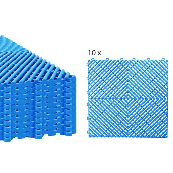 10 x Garagenboden "Quadrat-Optik" Platten 40 x 40 cm blau