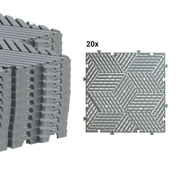 20 x Garagenboden "Würfel-Optik" Platten 40 x 40 cm grau
