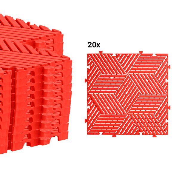 20 x Garagenboden "Würfel-Optik" Platten 40 x 40 cm rot