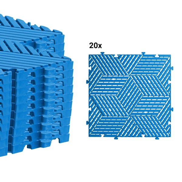 20 x Garagenboden "Würfel-Optik" Platten 40 x 40 cm blau