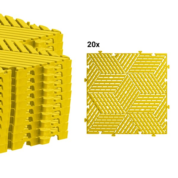 20 x Garagenboden "Würfel-Optik" Platten 40 x 40 cm gelb