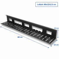 Kabelwanne Schreibtisch  – Kabelmanagement für Untertischmontage | 80 cm | Schwarz