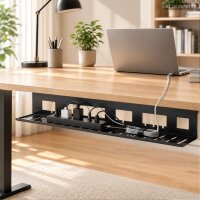 Kabelwanne Schreibtisch  – Kabelmanagement für Untertischmontage | 80 cm | Schwarz