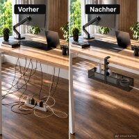 Kabelwanne Schreibtisch – Kabelmanagement zum Anklemmen mit Haken | Mesh-Kabelkorb | ohne Bohren